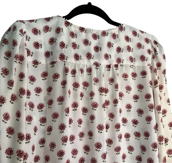 Loft Floral Eyelet Blouse White M - Image 10