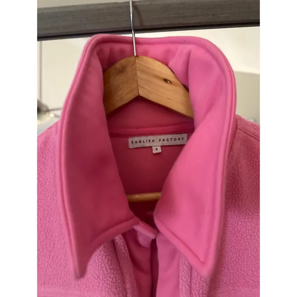 English Factory Pink Fleece Jacket Women's Size Small - Image 4