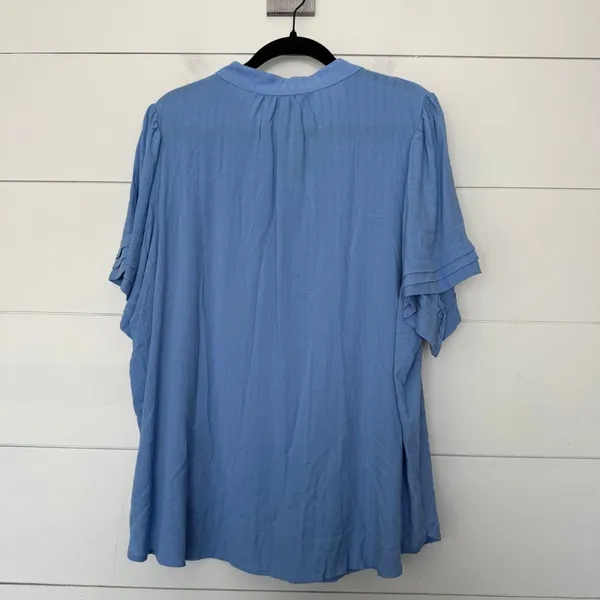 Well Worn Women’s XL Blue Blouse Short Sleeve Career Office Core New - Image 4