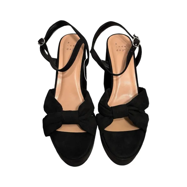 A New Day Black Riah Open Toe Ankle Strap Block Heels Size 9.5 Women’s NWT - Image 3
