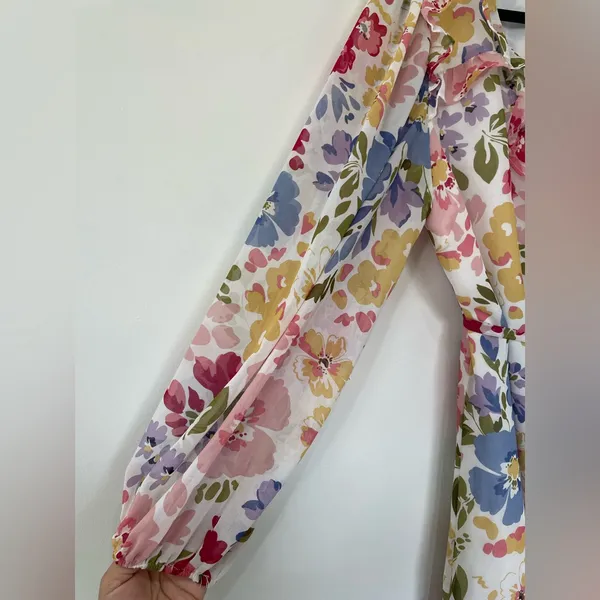 EN SAISON Floral Ruffle Wrap Dress S | Romantic Summer Dress - Image 8