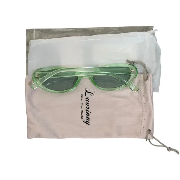 NWT 90s Retro Oval Sunglasses Green Small Frame Y2K Vintage Rave Festival - Image 3