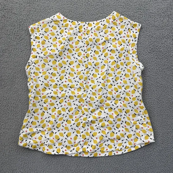 Boden Lemon Print Sleeveless Top 100% Linen Lagenlook Preppy Boho Women's 8 - Image 2