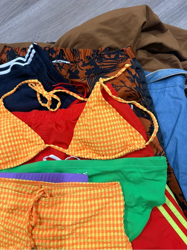 Women’s Orange Checked gingham boy Short bikini Size M Size M - Image 3