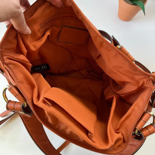 Relic Y2K Cognac Crossbody Satchel Bag Boho Indie Sleaze 70 Inspire Faux Leather - Image 5