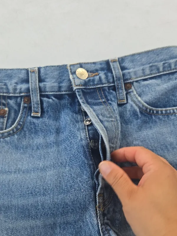 Re/Done Light Blue Distressed Denim Cutoff Shorts - Image 5