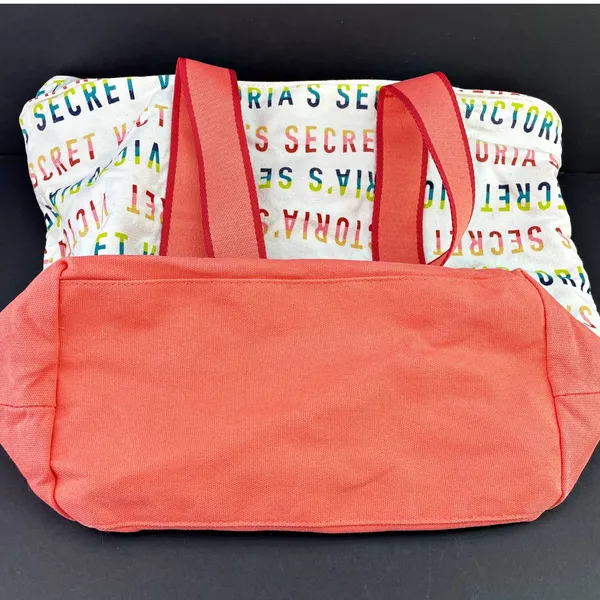 Victoria's Secret All Over Logo Tote Bag Coral 11152949 12x16 - Image 3