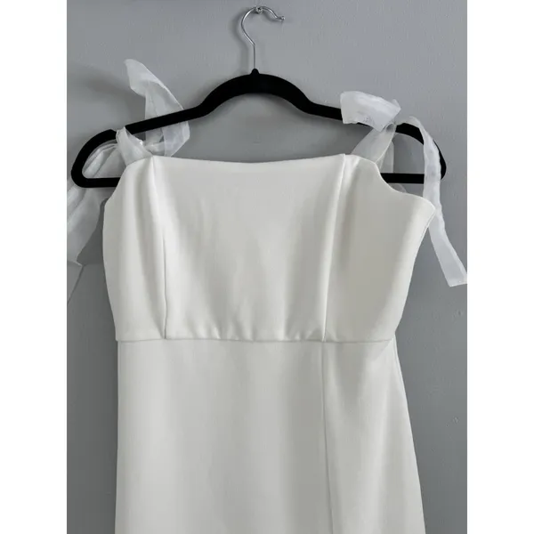 NWOT Lulus Romantic Celebration White Tie Strap Bodycon Midi Dress Size Small - Image 6