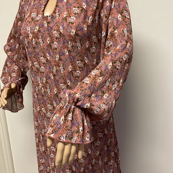 Nasty Gal Long Sleeve Mauve with Dainty Florals Maxi Long Dress size 4 - Image 3