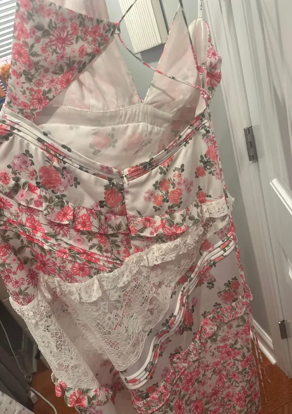 For Love & Lemons Dress Rosalyn Maxi Pink Women’s Large - Image 4