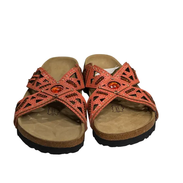 Betula by Birkenstock Joyce Double Leather Sandal Womens 8 Orange Boho Hippie - Image 7