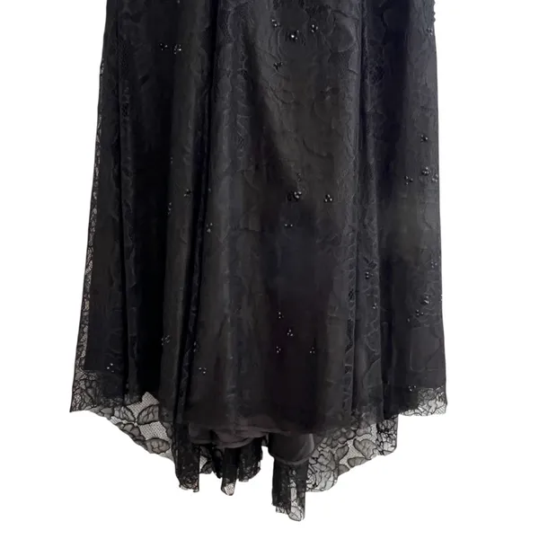 Rachel Allan Womens Lace Beaded Maxi Skirt Size 4 Black Whimisigoth Witchy Prom - Image 3