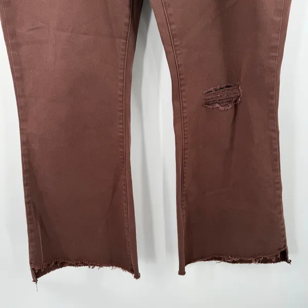 Ceros Jeans Womens SZ 30 NWT Phoenix High Rise Flare Distressed Mocha Denim Crop - Image 11