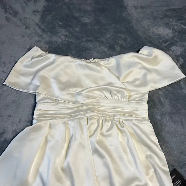 NEW Lulus Always Celebrating Ivory Satin Off-the-Shoulder Mini Dress Size L - Image 6