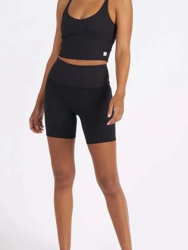 Vuori Ribbed Studio Shorts - Black Bike Shorts - Women's Medium - Image 2