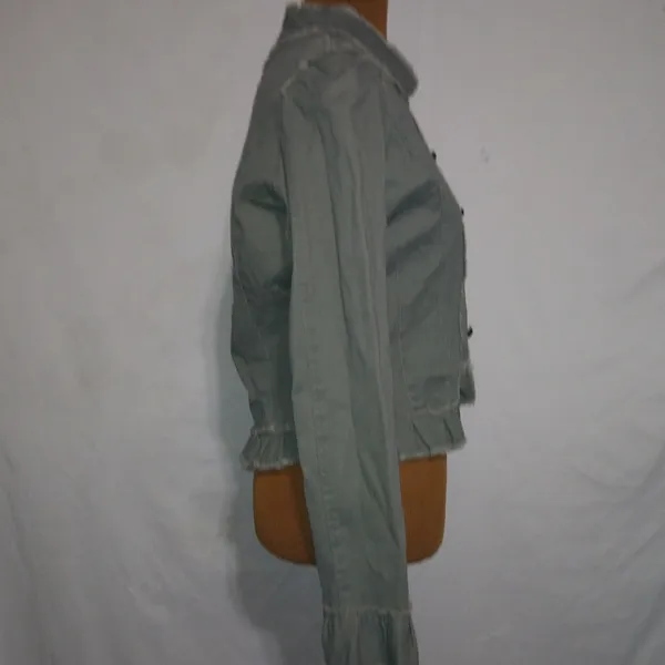 Dollhouse M Drab Pea Green Ruffle Waist Jacket - Image 3