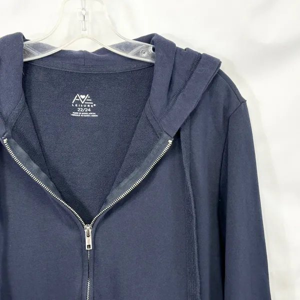 Avenue Plus Size 22/24 Hoodie Full Zip Up Jacket Athleisure Navy Blue Terry D - Image 6