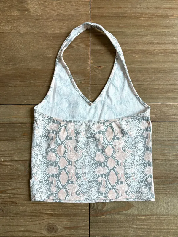 AE Snake Print Halter Crop Top - Image 2