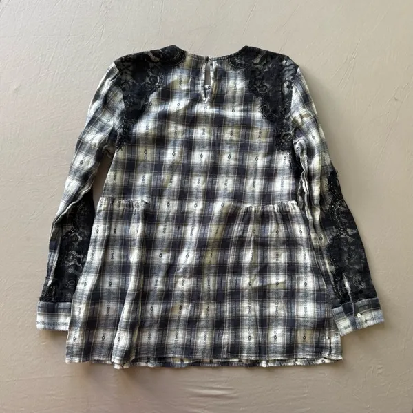 Zara Plaid Lace Ruffled Top - Image 5