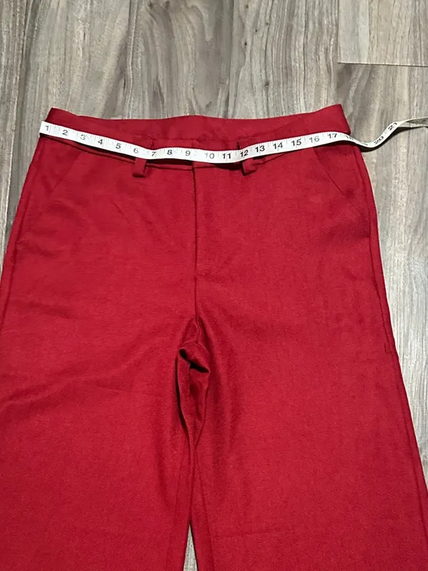 SHEINBAE is Red High-Rise Wide Leg Pants with Cuffed Hem - Image 4
