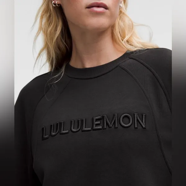 NWT Lululemon Scuba Oversized Pullover Crewneck Sweater Wordmark Black Size M/L - Image 3