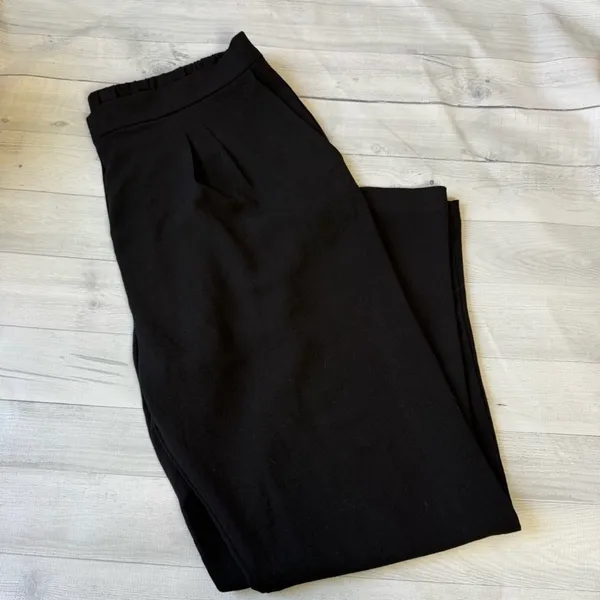 WAYF Pleated Pull On Trousers Size XL Black Elastic Waist Pants - Image 4