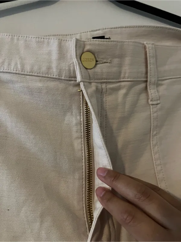 J Crew Cream Camp Pocket Wide Leg Pants 32 High Rise Utility Minimalist Cotton - Image 3