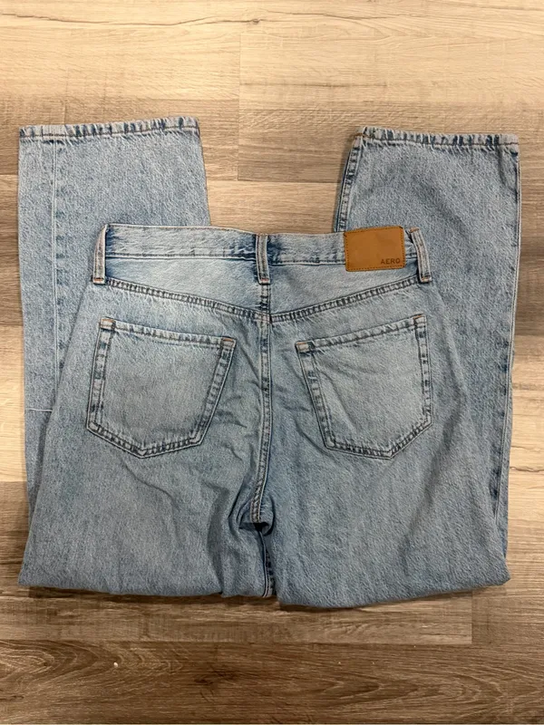 Aeropostale High Rise Baggy Jeans Women's 6 Short Light Wash Distressed Y2K - Image 9