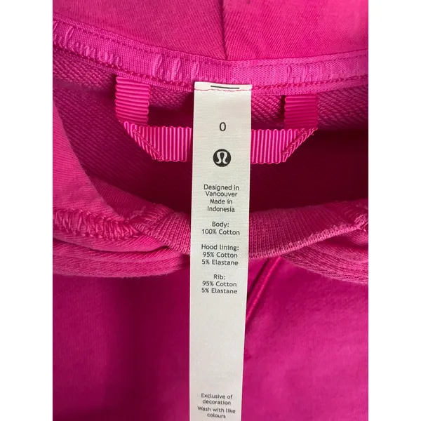 Lululemon Cropped Hoodie Size 0 Hot Pink Sweatshirt Pullover - Image 2