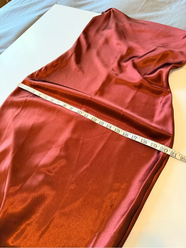 Altar'D State Carlotta dress, midi length satin slip dress, maroon, size S NWT - Image 4