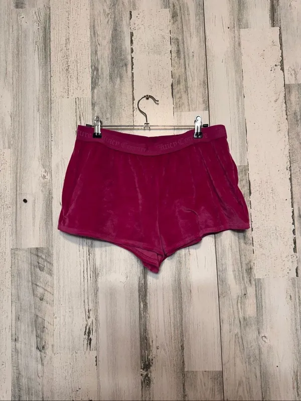 Juicy Couture Sleepwear Velour Shorts Womens Medium Hot Pink Rhinestone Logo - Image 6