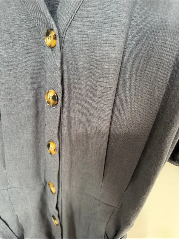 Baltic Born Charcoal Gray Button-Front V-Neck Jumpsuit with Tie Waist - Image 5