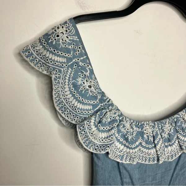 Lovers‎ + Friends off the shoulder ruffle chambray mini dress size XS - Image 7