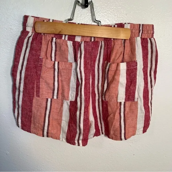 Universal Threads Women's Size Small Shorts White Red Peach Stripes Pockets Linen - Image 8