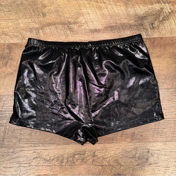 Shiny Black Women's Booty Shorts - Image 2