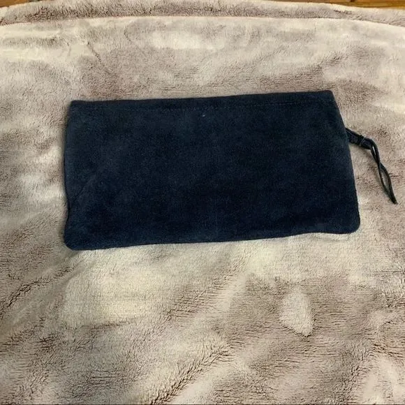 Sondra Roberts Navy Suede Clutch Boho Studded Turquoise Tribal Pattern Zip‎ Bag - Image 3