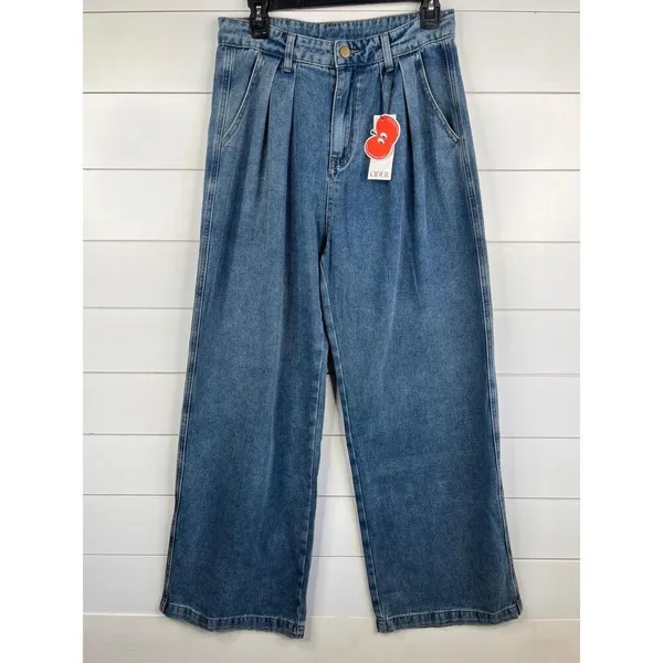 Cider Denim High Waisted Pleated Wide Leg Pants Size Medium NEW - Image 3