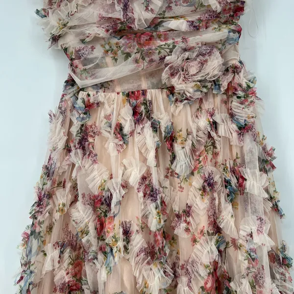 Floral Strapless Maxi Gown sheer lines lightweight - Image 10