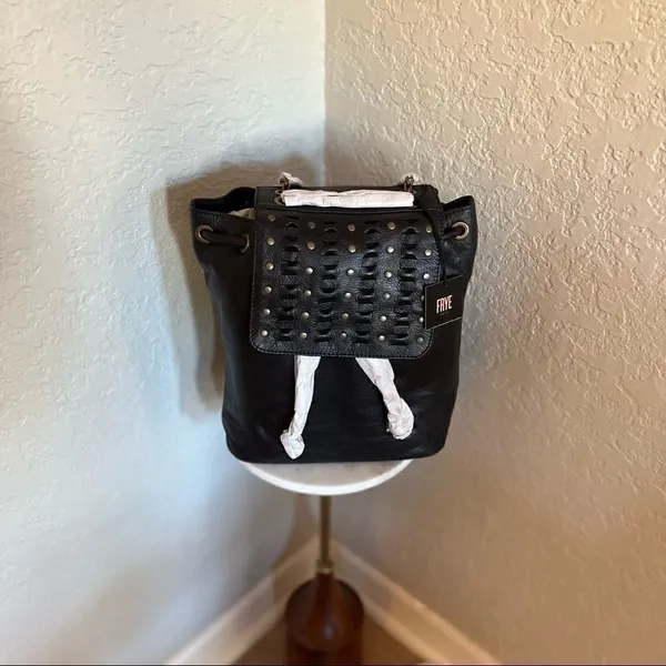 Frye Jade Studded Leather Backpack, ADJUSTABLE Chain/Leather Strap,‎ Black, NWT - Image 3