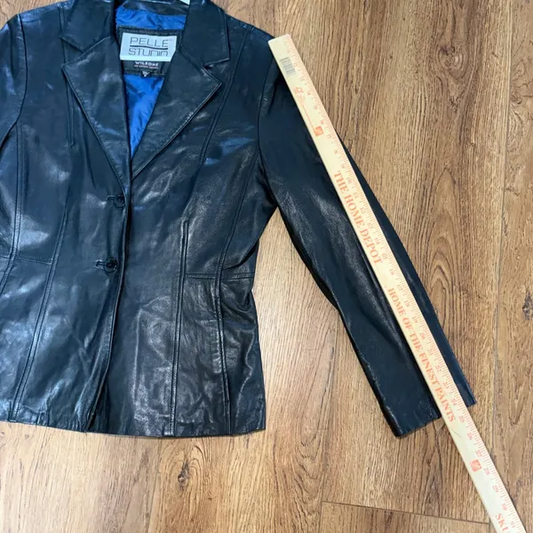 Wilsons Leather Pelle Studio Black Blazer Jacket Womens‎ M Chic Biker 90s - Image 6