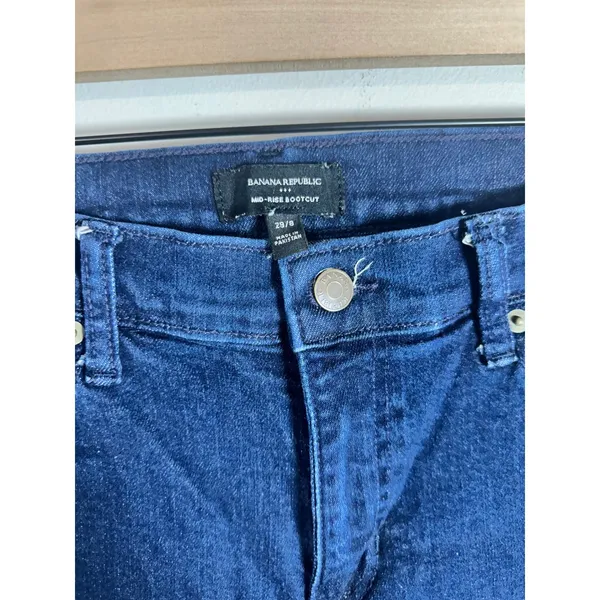 Banana Republic Womens Mid-Rise Bootcut Jeans‎ Dark Wash Blue Size 29/8 Stretch - Image 3