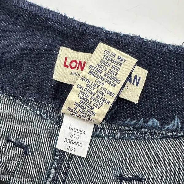 London Jean Skirt Womens 4 Dark Blue Denim Y2K 90s Low/No Waist Double Slit VTG - Image 4