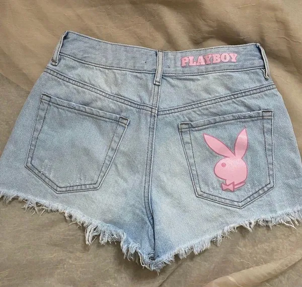 Playboy x PacSun High Waisted Jean Shorts 25 - Image 4