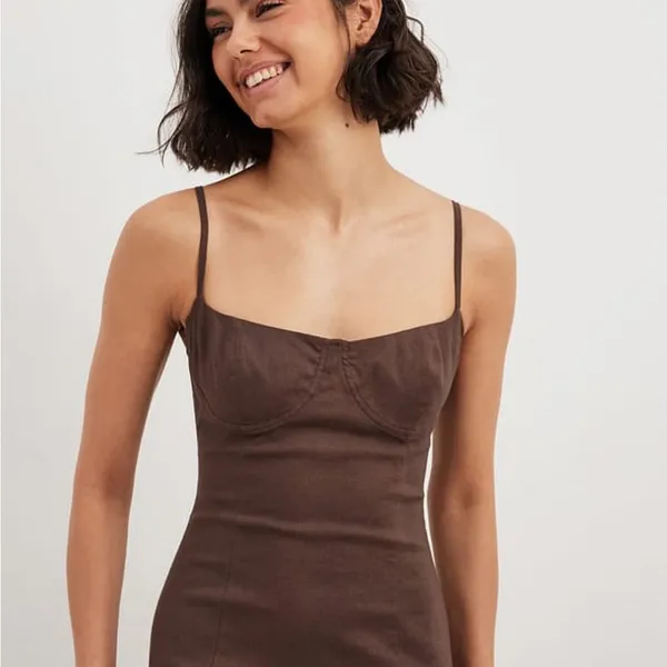 Brown Spaghetti Strap Dress - Image 3