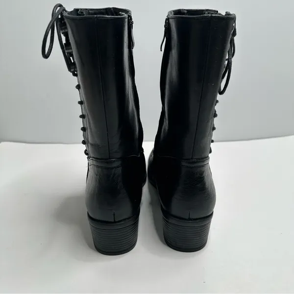 Bussola Black Leather Mid Calf Boots Size 39 - Image 5
