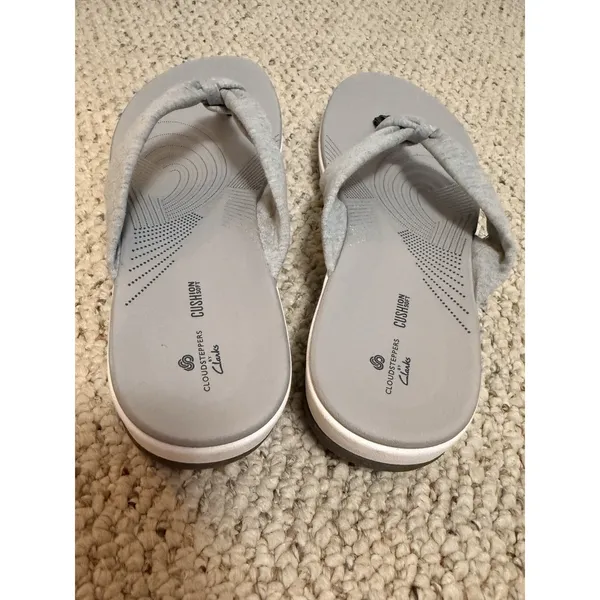 Clarks Cloudsteppers Cushion Soft Flip Flops Gray Size 11‎ - Image 7