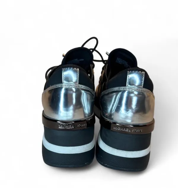 Michael Kors Women's Sneakers Black And  Silver Trainer  - Image 3