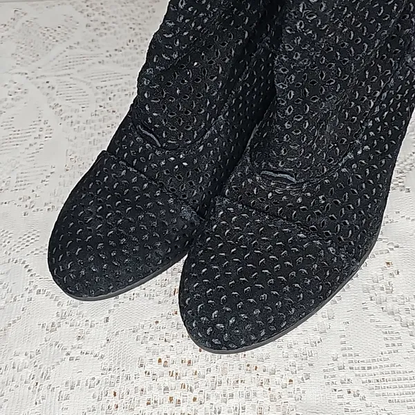 Aerosoles vital sign heel rest leather black eyelet heeled ankle booties boots 8 - Image 3