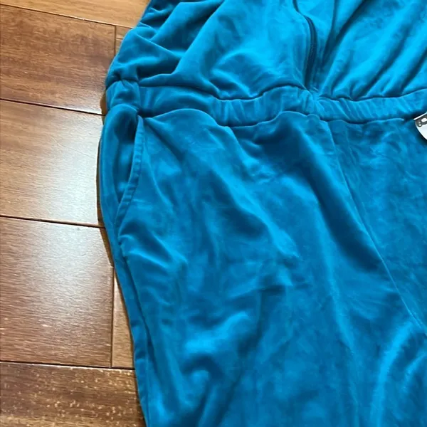 NWT Juicy By Juicy Couture Jumpsuit peacock Velour‎ Hooded Long Sleeve Zip Up L - Image 13