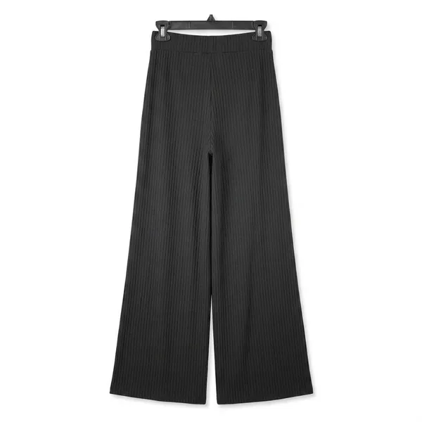 OLIA Womens Black Ribbed Knit Wide Leg Pants Palazzo Office Est XS Whimsigoth - Image 3